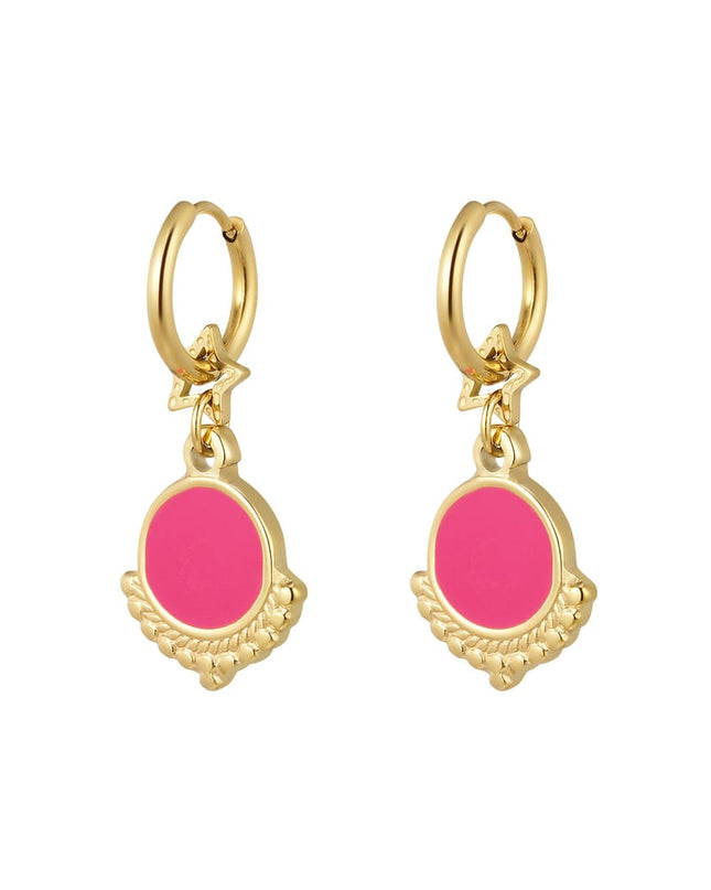 oorbel met ster en bedel blauw