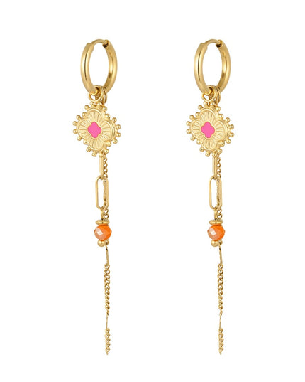 Oorbellen sierlijke party - Goud kleur/roze