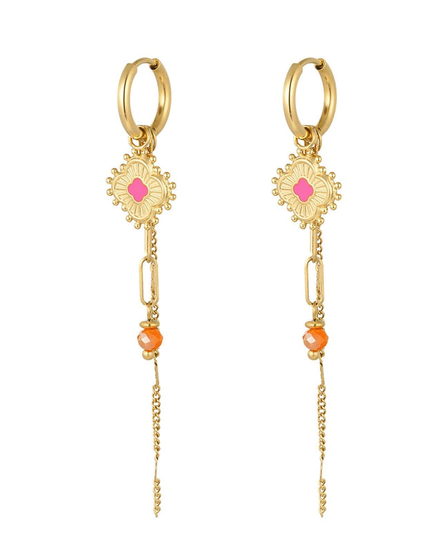 Oorbellen sierlijke party - Goud kleur/roze
