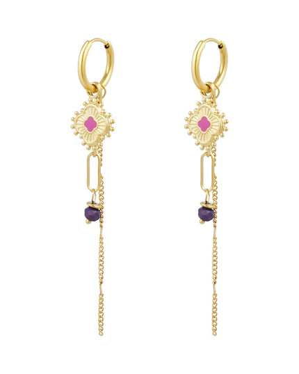 Oorbellen sierlijke party - Goud kleur/roze