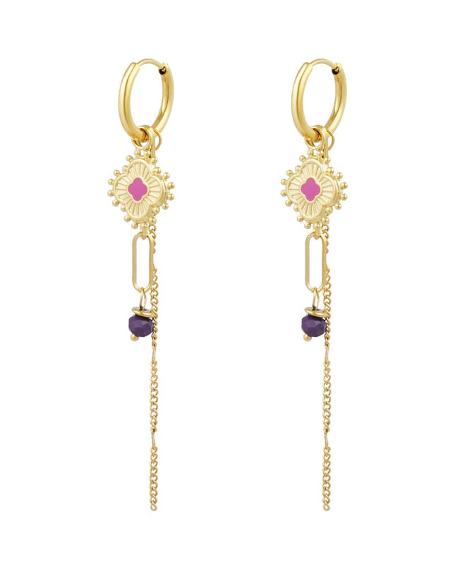 Oorbellen sierlijke party - Goud kleur/roze