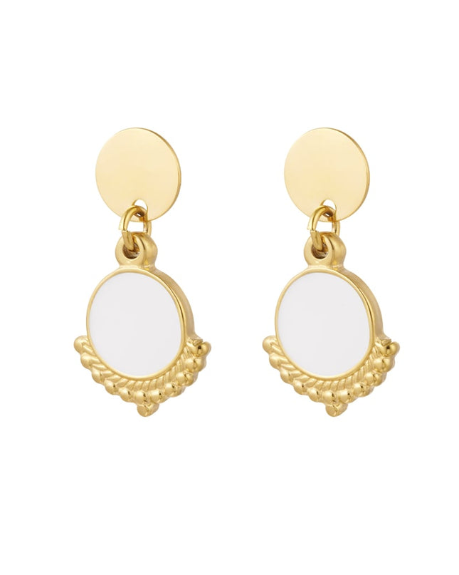 Oorbellen sierlijk met kleur - goud/wit