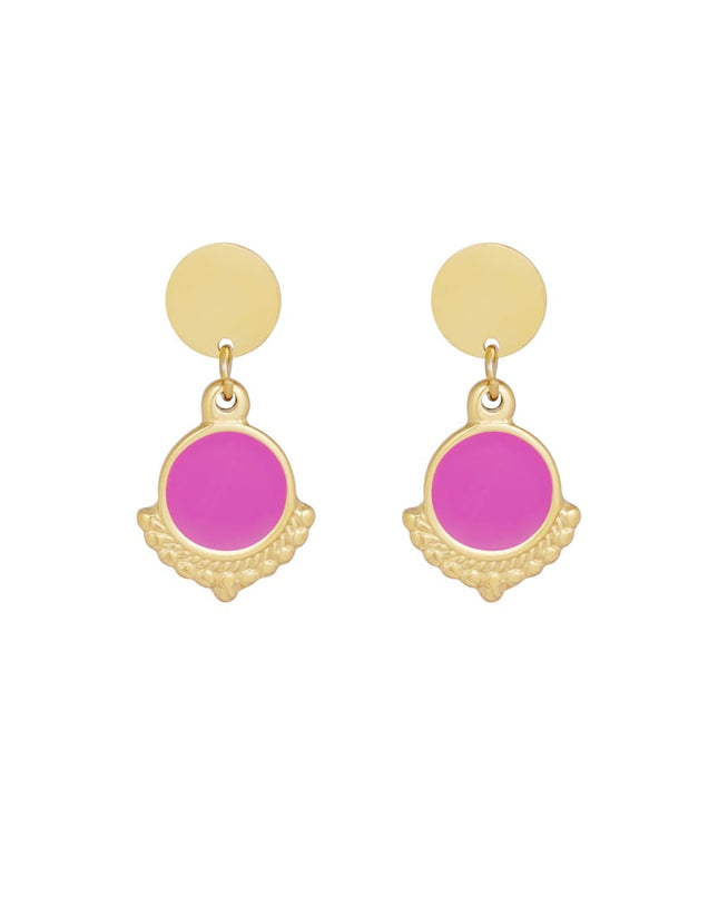 Oorbellen sierlijk met kleur - goud/wit