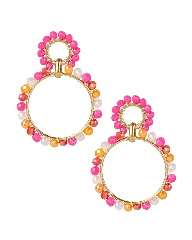 Oorbellen kralen party - oranje/rood