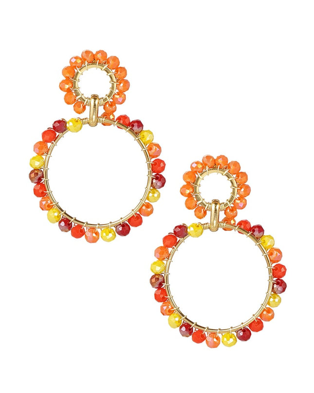 Oorbellen kralen party - oranje/rood