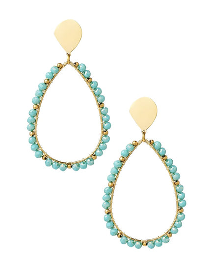 Oorbellen druppel kraaltjes - Goud kleur/oranje