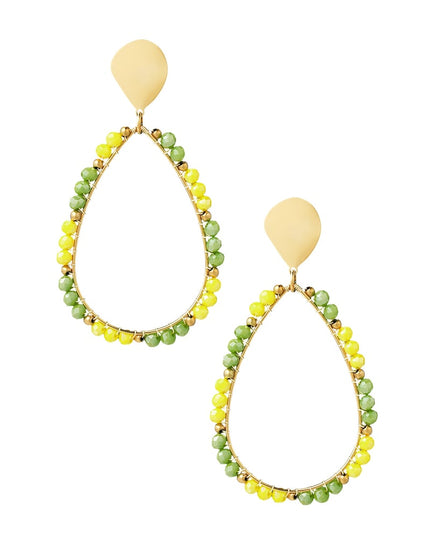 Oorbellen druppel kraaltjes - Goud kleur/oranje