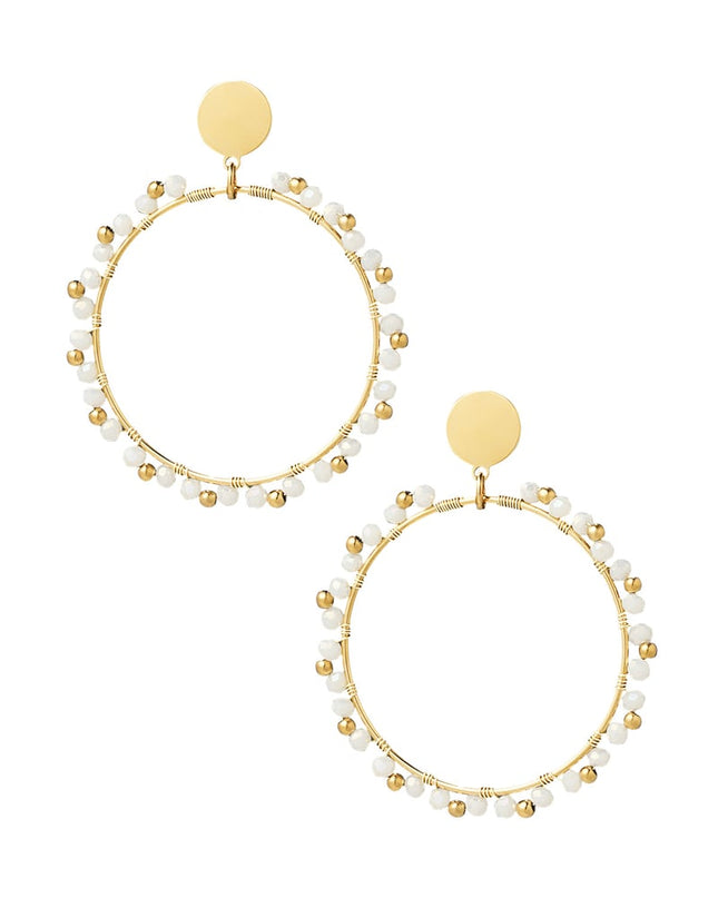 Ronde oorbellen kraaltjes - Goud kleur/oranje