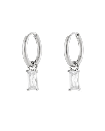 Oorbellen langwerpige steen - Goud kleur/wit