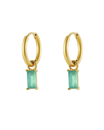 Oorbellen langwerpige steen - Goud kleur/wit