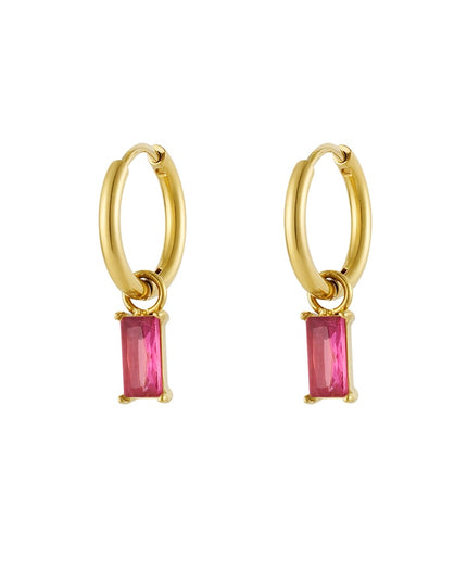 Oorbellen langwerpige steen - Goud kleur/wit