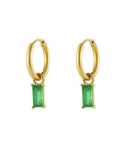 Oorbellen langwerpige steen - Goud kleur/wit