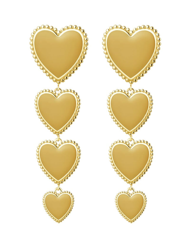 Oorbellen 4 hartjes op een rij