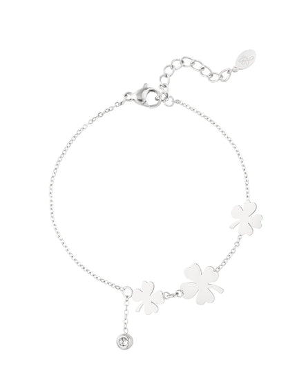 armband drie klavers en steen