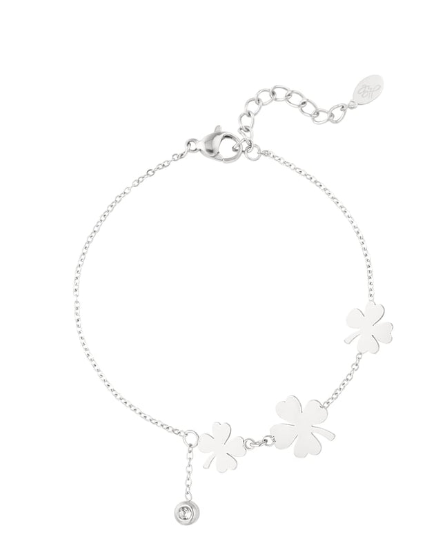 armband drie klavers en steen