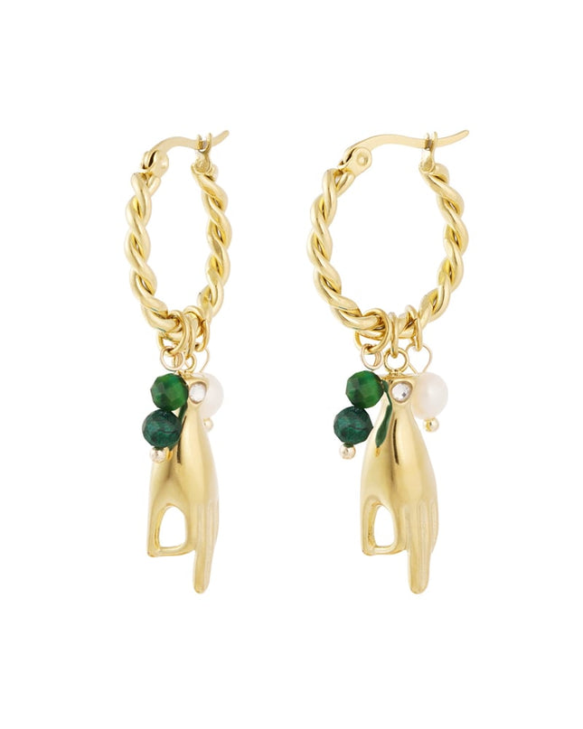 Oorbellen met hand en parelshangers