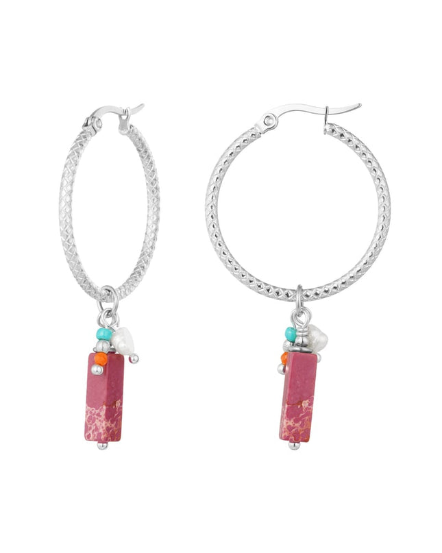 Oorbellen bedel party - Goud kleur/roze