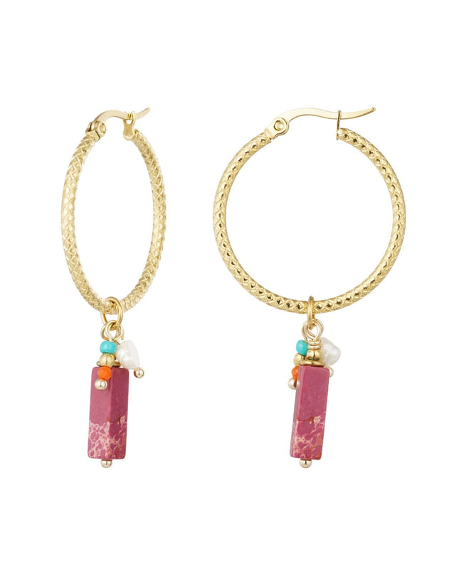 Oorbellen bedel party - Goud kleur/roze