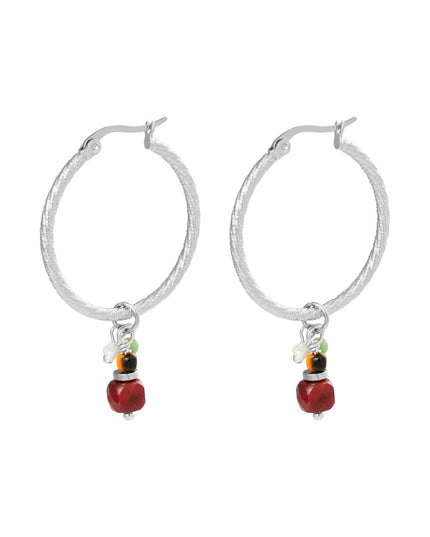 Oorbellen bedel party - zilver/rood