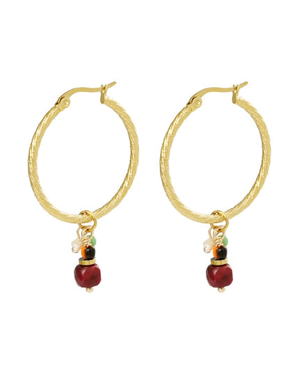 Oorbellen bedel party - zilver/rood