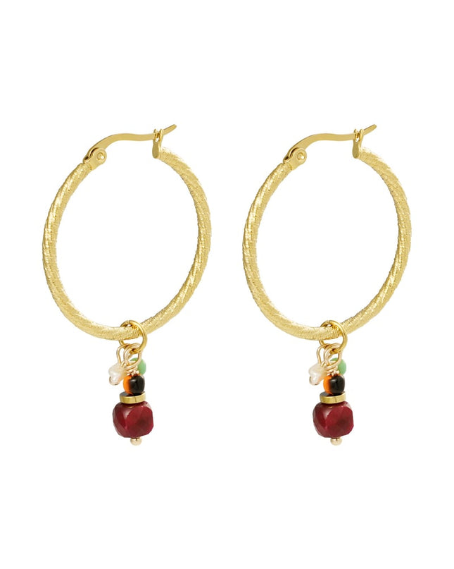 Oorbellen bedel party - zilver/rood