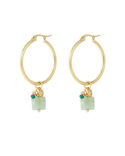 Oorbellen kralen bundel - Goud kleur/groen