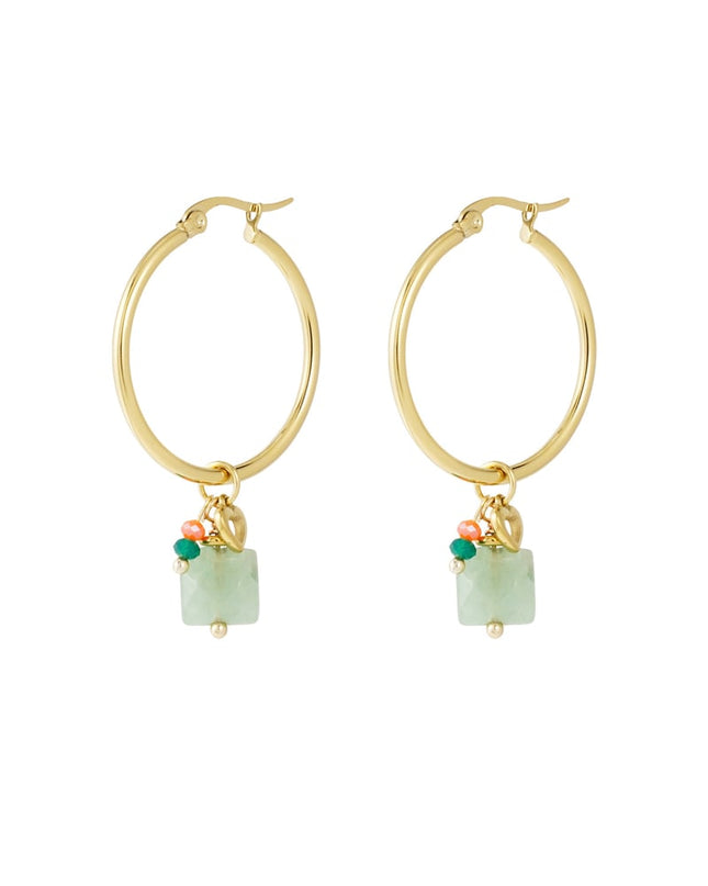 Oorbellen kralen bundel - Goud kleur/groen