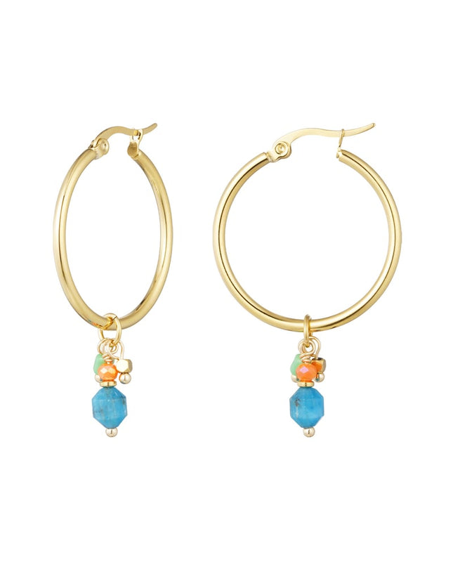 Oorbellen bedel party - Goud kleur/blauw