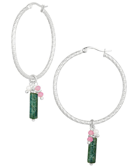 oorbellen relief met natuursteen en parel