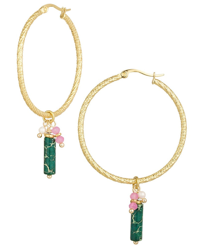 oorbellen relief met natuursteen en parel