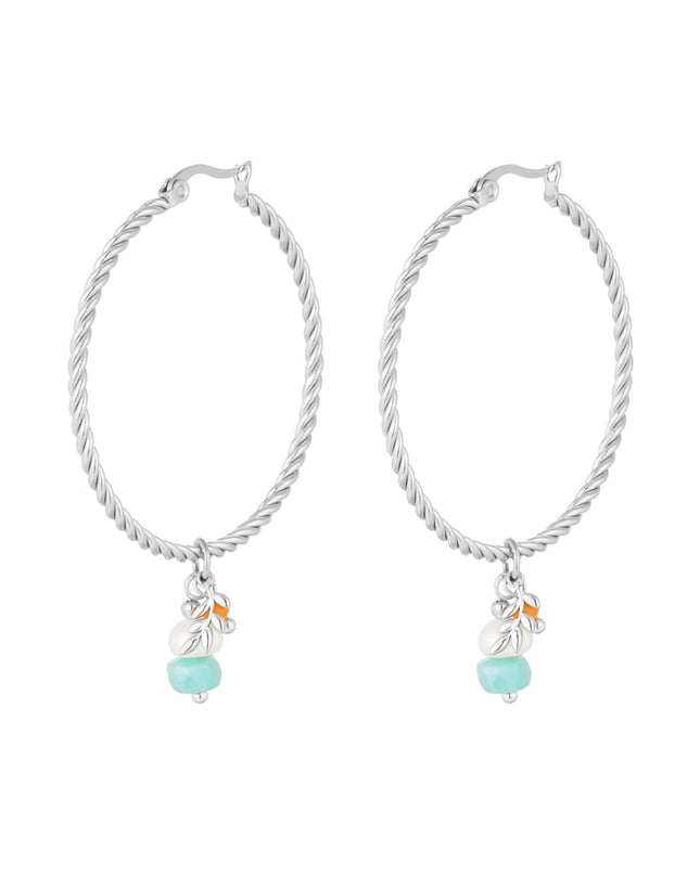 gedraaide oorringen met bedel natuursteen