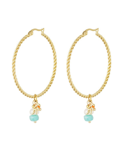 gedraaide oorringen met bedel natuursteen