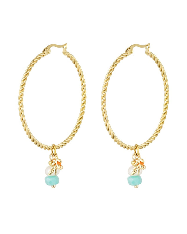 gedraaide oorringen met bedel natuursteen