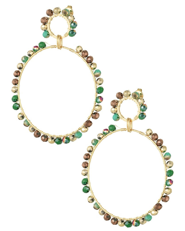 dubbele oorbel glaskralen winter