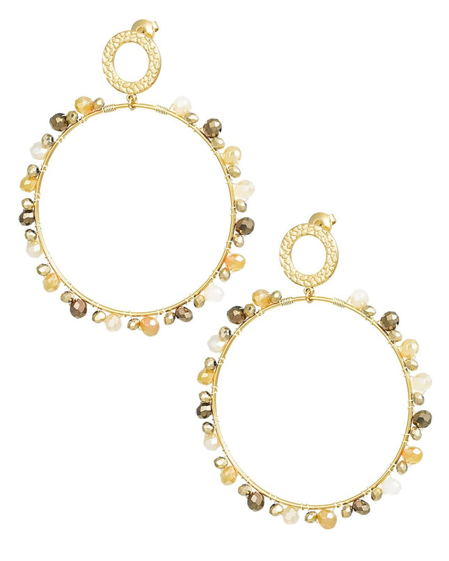 Oorbellen met kraaltjes - Goud kleur/beige