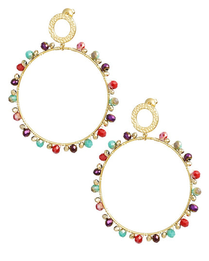 Oorbellen met kraaltjes - Goud kleur/beige