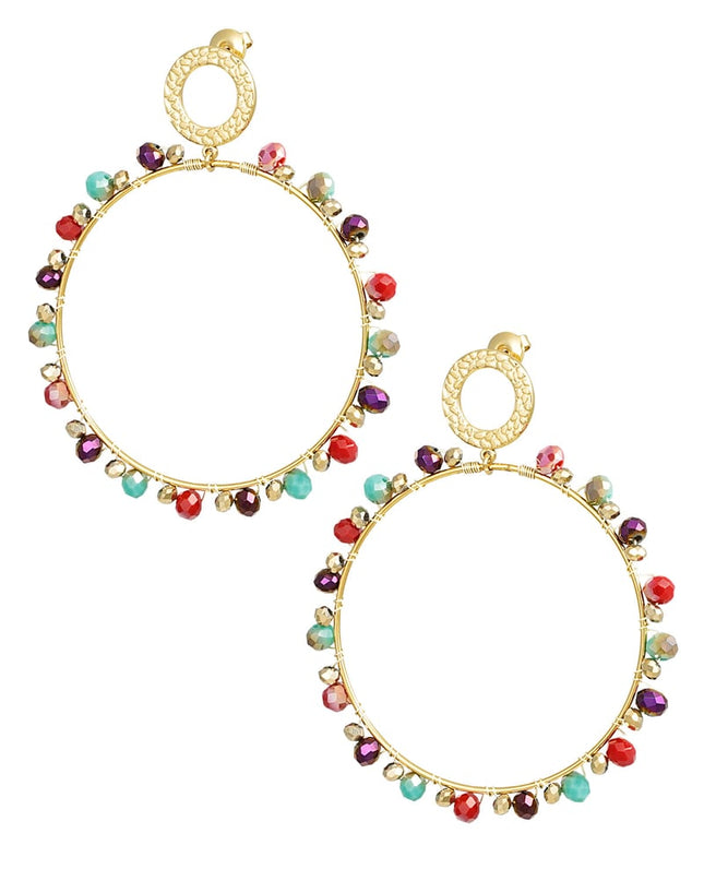 Oorbellen met kraaltjes - Goud kleur/beige