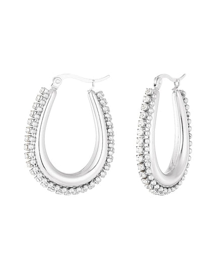 druppel vormige oorbel met steentjes met bolletjes