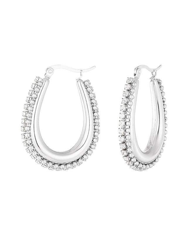 druppel vormige oorbel met steentjes met bolletjes