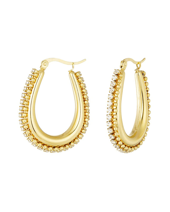 druppel vormige oorbel met steentjes met bolletjes