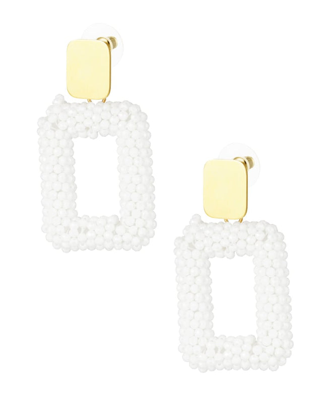 rechthoek oorbellen met glaskralen