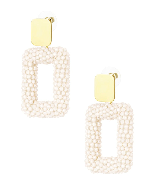 rechthoek oorbellen met glaskralen