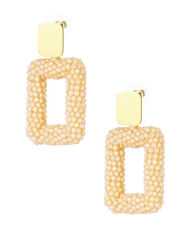 rechthoek oorbellen met glaskralen