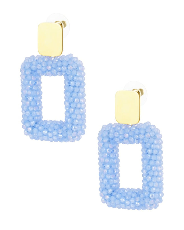 rechthoek oorbellen met glaskralen