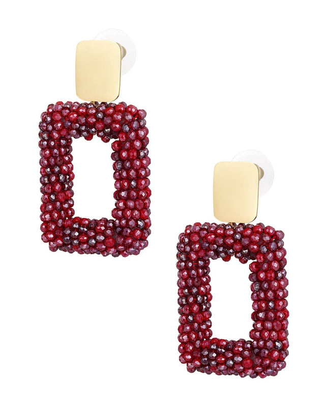 rechthoek oorbellen met glaskralen