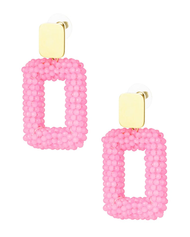 rechthoek oorbellen met glaskralen