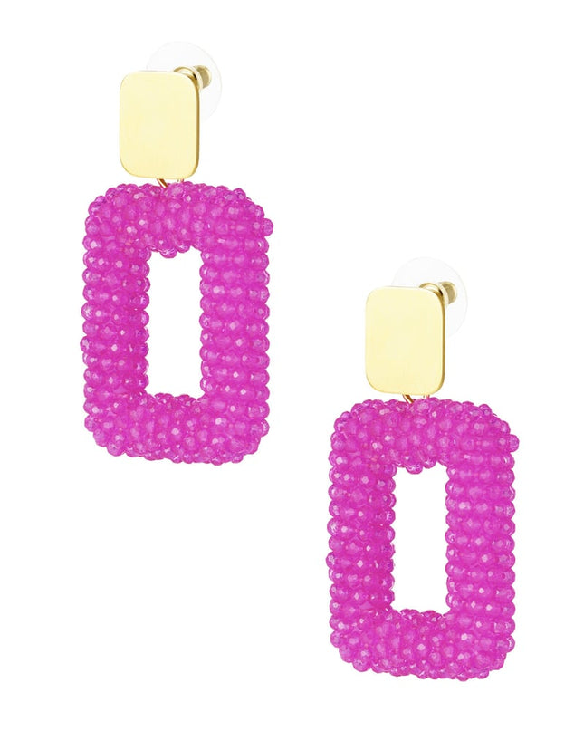 rechthoek oorbellen met glaskralen