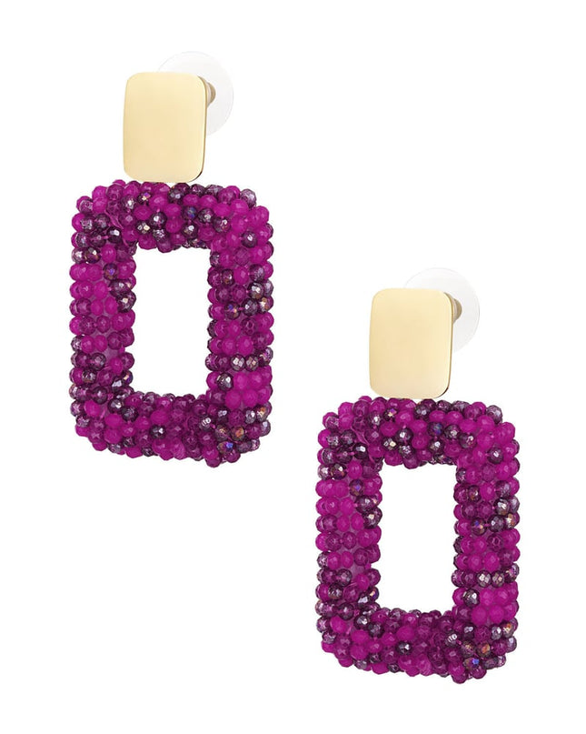 rechthoek oorbellen met glaskralen