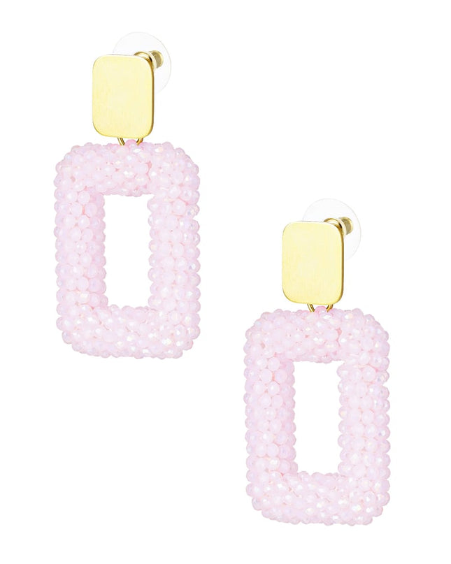 rechthoek oorbellen met glaskralen