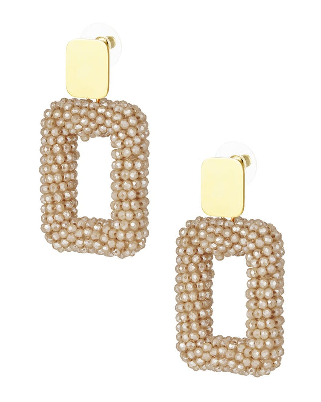 rechthoek oorbellen met glaskralen